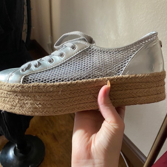 Sparkly Silver Twine Sneaker Platforms - Picture 2 of 3